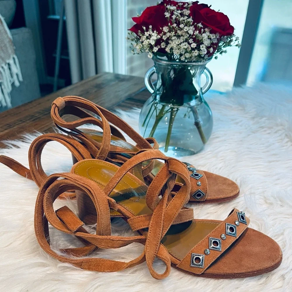 The Kooples Strappy Stud Block Heel Sandals - Picture 10 of 11